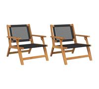 Owoxanthellate Lot de chaises de jardin - Noir - 67 x 78 x 73 cm - En bois d'acacia massif - Design moderne - Résistant aux intempéries - Pour jardin, terrasse ou balcon