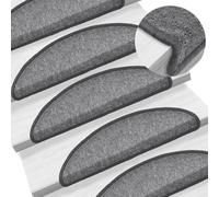 Owoxanthellate Lot de tapis d'escalier 10 x 56 x 17 x 3 cm gris foncé semi-circulaire PP avec ruban adhésif double face Protection contre les coups de pied