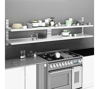 Owoxanthellate Lot d'étagères murales en acier inoxydable - 2 x 120 x 30 cm - 2 étages - Charge maximale : 80 kg - Étagère flottante moderne pour cuisine, salle de bain, salon, couloir