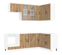 Owoxanthellate Lucca Ensemble de cuisine modulaire 8 pièces avec armoire d'angle et panneau de lave-vaisselle, cuisine encastrée, cuisine complète en bois pour cuisines modernes, chêne artisanal