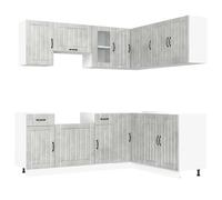 Owoxanthellate Lucca Lot de 11 armoires de cuisine modulaires encastrées avec beaucoup d'espace de rangement, meuble de cuisine moderne pour célibataires et familles Gris béton