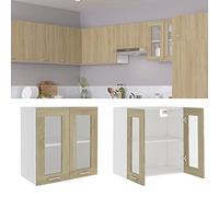 Owoxanthellate Lyon Armoire suspendue en bois de chêne Sonoma 60 x 31 x 60 cm avec deux portes et deux étagères à suspendre dans la cuisine ou comme étagère peu encombrante dans le salon