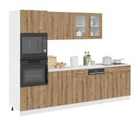 Owoxanthellate Lyon Artisan Lot de 7 pièces en chêne artisanal 80 x 46 x 81,5 cm Grand espace de rangement Aspect moderne Construction robuste pour cuisine, salle à manger et débarras