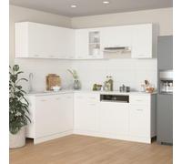 Owoxanthellate Lyon - Kitchenette 11 pièces - Blanc - En bois - Largeur : 29,5 à 80 cm - Avec armoire suspendue en verre et meuble sous évier - Design moderne et durable - Pour cuisine, salle à manger