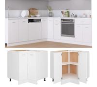 Owoxanthellate Lyon Meuble bas d'angle - Blanc - 75,5 x 75,5 x 81,5 cm - En bois dérivé du bois - Meuble de cuisine peu encombrant avec 2 étagères - Design moderne et durable - Pour cuisine, salle à