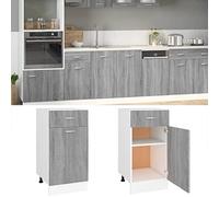 Owoxanthellate Lyon Meuble bas de cuisine, 40 x 46 x 81,5 cm, gris sonoma en matériau dérivé du bois avec tiroir et 2 compartiments, moderne et robuste, pour cuisine, salle à manger, couloir
