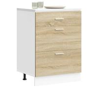 Owoxanthellate Lyon Meuble bas de cuisine, 60 x 46 x 81,5 cm, en chêne Sonoma, pieds réglables en hauteur, grand espace de rangement, design moderne, peu encombrant, pour cuisine, salle à manger