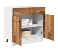 Owoxanthellate Lyon Meuble bas de cuisine, aspect bois vieilli, 80 x 46 x 81,5 cm, armoire à tiroirs avec tiroir et 2 compartiments, matériau dérivé du bois, robuste et durable, pour cuisine, salle à