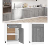 Owoxanthellate Lyon Meuble bas de cuisine gris sonoma 50 x 46 x 81,5 cm Matériau bois avec tiroir et 2 compartiments Design moderne robuste et durable pour cuisine, couloir et salle à manger