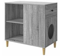 Owoxanthellate Maison pour chat moderne en bois - Niche pour chat d'intérieur - Design minimaliste - Villa pour chat pour salon - Sonoma gris - 72 x 42,5 x 70 cm