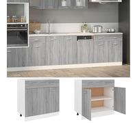 Owoxanthellate Meuble bas de cuisine, gris, sonoma - 80 x 46 x 81,5 cm - En matériau dérivé du bois - Avec tiroir et deux compartiments - Design moderne - Construction robuste - Pour cuisine, bureau