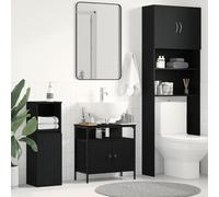 Owoxanthellate Meuble de lavabo 60 x 30 x 60 cm - Chêne noir - Design moderne avec espace de rangement - En bois robuste - Meuble de salle de bain pour petites salles de bains et toilettes d'invités