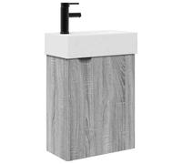 Owoxanthellate Meuble de lavabo avec lavabo et robinet, meuble de salle de bain à montage mural, ensemble de meubles de salle de bain 45,5 cm, gris sonoma avec lavabo en céramique et mitigeur pour