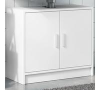 Owoxanthellate Meuble de lavabo blanc 63 x 29 x 55 cm en matériau dérivé du bois - Design moderne avec 2 portes - Charge maximale : 60 kg - Peu encombrant - Meuble de salle de bain pour petites salles
