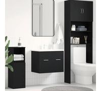 Owoxanthellate Meuble de lavabo en chêne noir - 60 x 38,5 x 46 cm - Avec poignée - Design moderne - Robuste et facile d'entretien - Pour petites salles de bains
