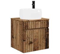 Owoxanthellate Meuble de lavabo mural aspect bois vieilli - Meuble de salle de bain suspendu en bois - Lavabo moderne pour petites salles de bain - 49 x 44,5 x 66 cm