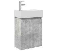 Owoxanthellate Meuble de salle de bain avec lavabo et robinet, montage mural, ensemble de meubles de salle de bain modernes avec lavabo en céramique et mitigeur, 45,5 x 22,5 x 84 cm, gris béton