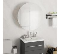 Owoxanthellate Meuble de salle de bain blanc avec miroir rond LED 70 cm 47 x 47 x 17,5 cm Meuble de salle de bain moderne pour petites salles de bains invités WC