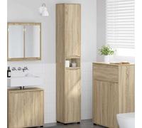 Owoxanthellate Meuble de salle de bain haut en chêne Sonoma 30,5 x 30 x 195 cm - Design moderne avec 7 étagères et 2 portes réglables en hauteur pour petites salles de bains