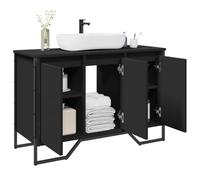 Owoxanthellate Meuble de salle de bain noir 91 x 35 x 60 cm en bois avec design moderne, ferrure en métal robuste, peu encombrant pour les petites salles de bains