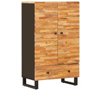 Owoxanthellate Meuble haut en bois massif de mangue, marron, 60 x 33 x 100 cm, armoire haute rustique avec espace de rangement pour salon, couloir et salle à manger, buffet en bois