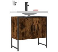 Owoxanthellate Meuble sous lavabo, chêne fumé, 60 x 33 x 60 cm, cadre en acier, découpe pour siphon, petite salle de bain, WC d'invités
