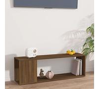 Owoxanthellate Meuble TV, aspect chêne, marron, 100 x 24 x 32 cm, en matériau dérivé du bois, avec 2 étagères, alternative moderne, étagère peu encombrante pour salon, bureau, chambre à coucher