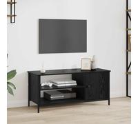 Owoxanthellate Meuble TV - Aspect chêne noir - 100 x 40 x 45 cm - Meuble bas moderne avec espace de rangement spacieux - En bois - Robuste et durable - Pour salon, couloir et chambre à coucher