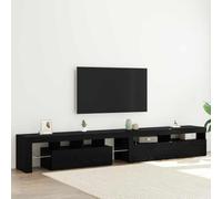 Owoxanthellate Meuble TV - Aspect chêne noir - 260 x 36,5 x 40 cm - Meuble bas moderne avec LED et USB - Meuble TV avec espace de rangement - Buffet TV pour salon, chambre à coucher