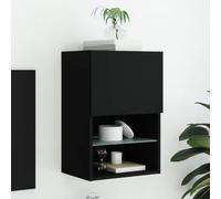 Owoxanthellate Meuble TV avec LED RVB - Noir - Moderne - En bois - 40,5 x 30 x 60 cm - Peu encombrant - Pour salon, chambre à coucher, couloir