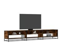 Owoxanthellate Meuble TV bas 270 x 40 x 46 cm Bois chêne fumé Structure en métal 6 compartiments 70 kg Salon Chambre à coucher