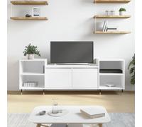 Owoxanthellate Meuble TV bas, blanc, 160 x 35 x 55 cm, en bois, métal, 6 compartiments, design moderne, miracle de rangement pour salon, chambre à coucher, couloir