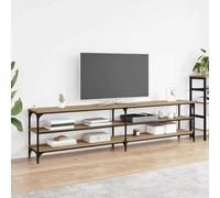 Owoxanthellate Meuble TV bas - Chêne artisanal - 200 x 30 x 50 cm - En bois composite et fer - Buffet rustique avec 3 étagères - Design moderne et robuste - Pour salon, bureau, chambre à coucher