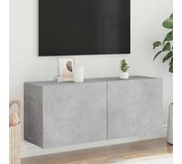 Owoxanthellate Meuble TV bas gris béton 100 x 30 x 41 cm - Montage mural en bois robuste avec design moderne - Meuble TV avec espace de rangement pour salon, chambre à coucher et couloir