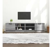 Owoxanthellate Meuble TV bas gris sonoma 80 x 35 x 36,5 cm en matériau dérivé du bois avec 3 compartiments et tiroir - Buffet peu encombrant - Design moderne pour salon
