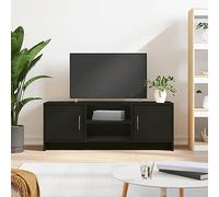 Owoxanthellate Meuble TV bas, noir, 102 x 30 x 37,5 cm, en bois dérivé du bois, design moderne, miracle de rangement, avec 4 compartiments, robuste et durable, pour salon, chambre à coucher, couloir
