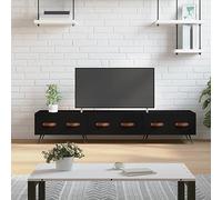 Owoxanthellate Meuble TV bas noir 150 x 36 x 30 cm en bois avec pieds en fer - Meuble TV moderne avec 3 tiroirs - Pour salon, bureau et couloir
