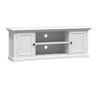 Owoxanthellate Meuble TV blanc - 110 x 30 x 41 cm - Meuble bas en bois avec 6 compartiments et 2 portes - Meuble TV moderne pour votre salon et chambre à coucher