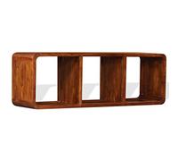 Owoxanthellate Meuble TV en bois d'acacia massif - 120 x 30 x 40 cm - Meuble bas polyvalent avec finition miel - 3 compartiments - Buffet ou étagère pour le salon