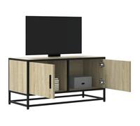 Owoxanthellate Meuble TV en chêne Sonoma - 80 x 34,5 x 40 cm - Structure en métal - Avec espace de rangement - Design moderne - Robuste et durable - Pour salon, chambre à coucher, bureau