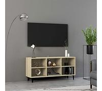 Owoxanthellate Meuble TV en chêne Sonoma avec 4 pieds en métal, moderne, 103,5 x 30 x 50 cm, à six compartiments, pour salon, couloir et chambre à coucher