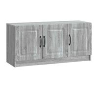 Owoxanthellate Meuble TV gris Sonoma 99 x 34,5 x 47 cm en bois - Table basse moderne avec 3 portes pivotantes et poignées arquées robustes - Console multimédia élégante pour le salon