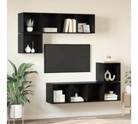 Owoxanthellate Meuble TV mural - Noir - Aspect chêne - 37 x 37 x 142,5 cm - Durable et design moderne - Pour petit salon, chambre à coucher, couloir