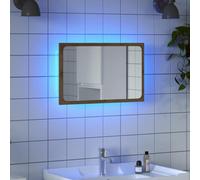 Owoxanthellate Miroir de salle de bain avec LED, chêne artisanal, 60 x 38 cm, bois/verre, montage mural, USB 5 V, moderne, avec éclairage, pour petites salles de bain