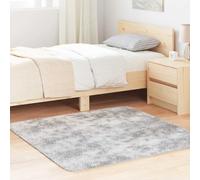 Owoxanthellate Navarra Tapis shaggy gris argenté 120 x 120 cm en 100 % polyester, robuste et durable, dessous antidérapant, design moderne pour salon, chambre à coucher et bureau