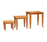Owoxanthellate Nesting Lot de 3 tables d'appoint en bois d'acajou massif, tables d'appoint rustiques pour salon et couloir, tables basses empilables en naturel, déjà montées, 60 x 45 x 60,5 cm