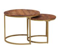 Owoxanthellate Nesting - Table basse - Marron miel - 50 x 50 x 40 cm - En bois de manguier massif et acier - Design moderne et peu encombrant - Pour salon, chambre à coucher et bureau