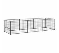 Owoxanthellate Niche pour chien noire 3 m² en acier stable 300 x 100 x 70 cm avec porte verrouillable pour jardin, camping, enclos pour chien, intérieur et extérieur, design robuste pour grands chiens