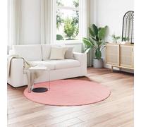 Owoxanthellate Olite Tapis de lapin en fourrure synthétique rose 200 cm rond à poils longs moelleux, surface en polyester doux comme du velours, moderne et douillet, pour salon, chambre à coucher et