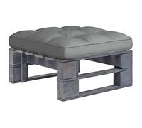 Owoxanthellate Ottoman en palettes 60 x 60 x 25 cm, pin imprimé chaudière et coussin gris, tabouret de jardin/table d'appoint/canapé pour balcon, terrasse, jardin d'hiver